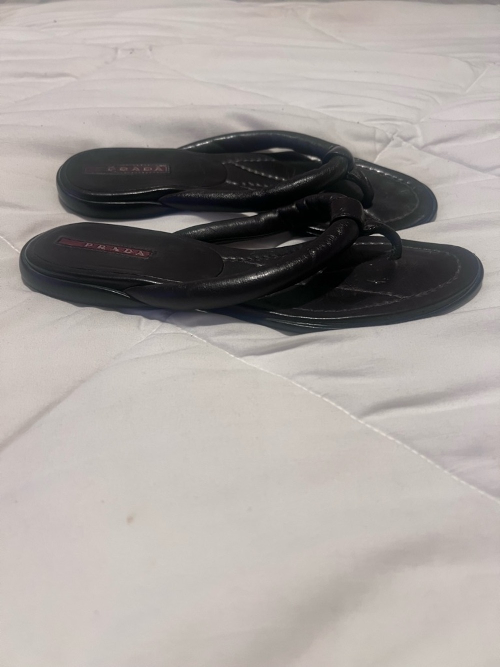 Prada Brown Nappa leather thong sandal - Picture 3 of 9
